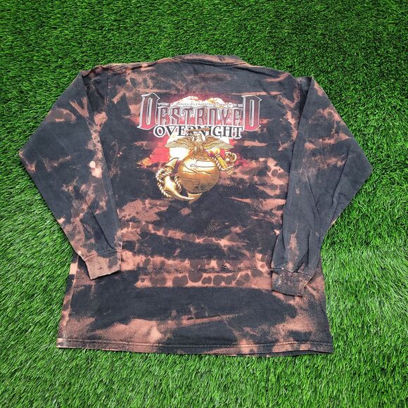Vintage USMC Marines Shirt Medium 20x26 Black - Picture 1 of 16